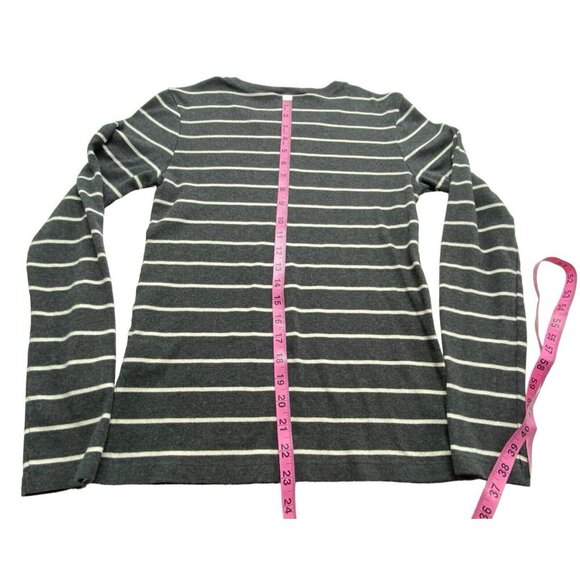 RALPH LAUREN Women Tee Size L Gray Long Sleeve Sport Striped Purple Horse 79-13 - Picture 8 of 11